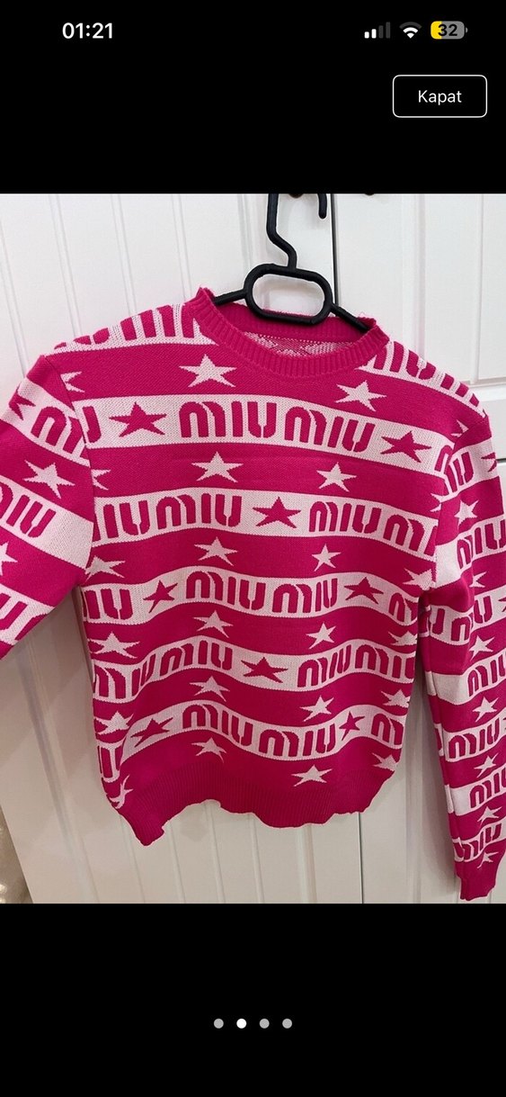 Pembe Baskılı Kadın Triko Kazak - Görsel 2