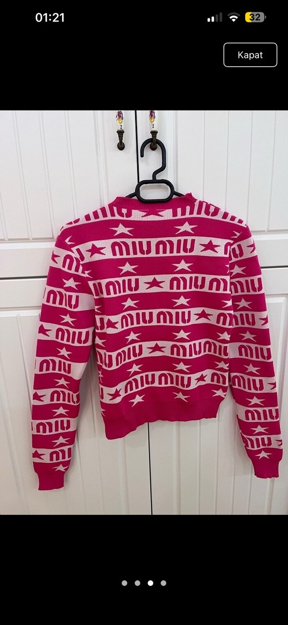 Pembe Baskılı Kadın Triko Kazak - Görsel 3