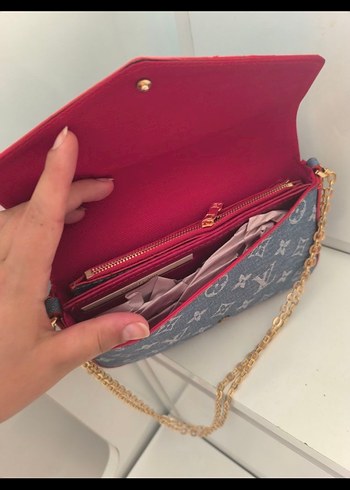 Kadın Mavi Zincir Detaylı Denim Çapraz Çanta - Görsel 2