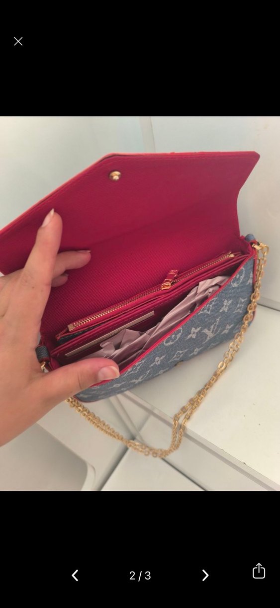 Kadın Mavi Zincir Detaylı Denim Çapraz Çanta - Görsel 2