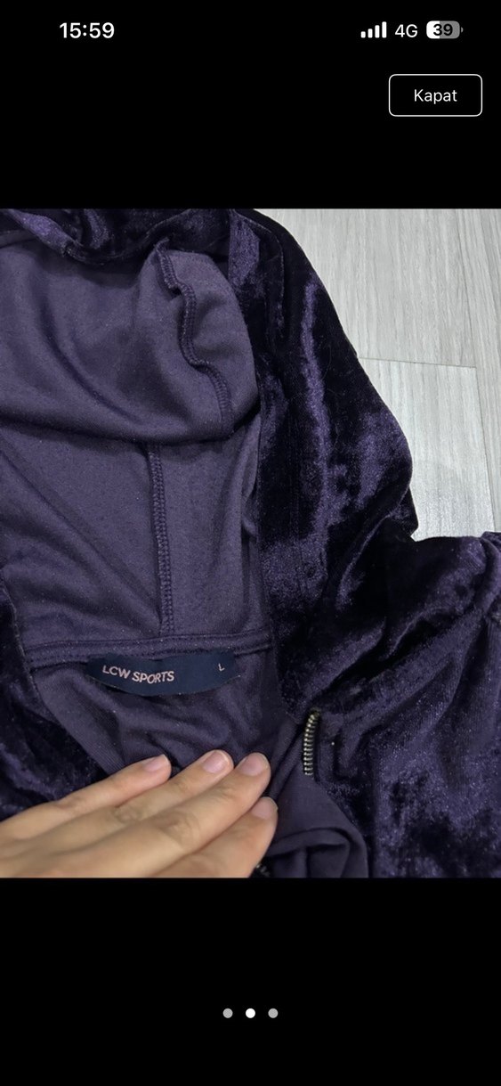 Mor Kadın Kapüşonlu Fermuarlı Ceket - Görsel 2