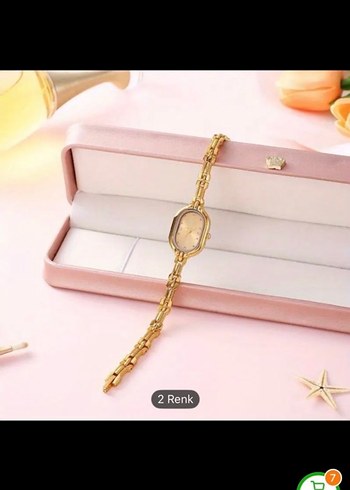 Zincir Detaylı Parlak Altın Kadın Saati - Görsel 2