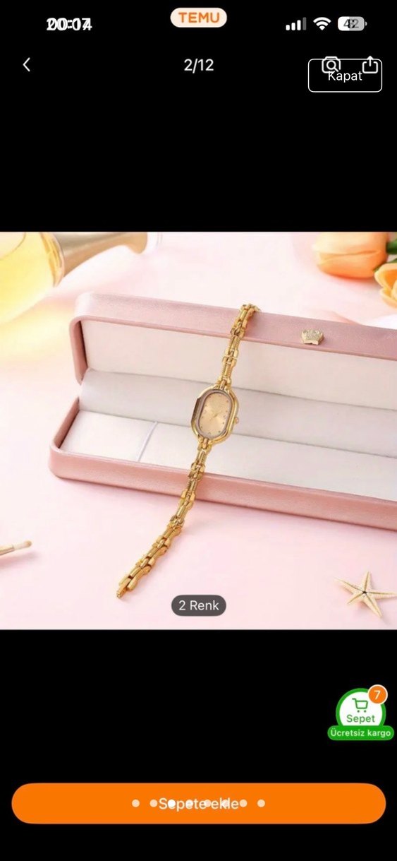 Zincir Detaylı Parlak Altın Kadın Saati - Görsel 2