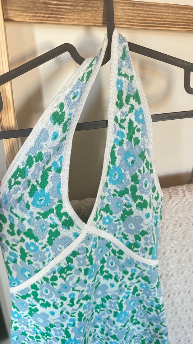 Pastel Mavi Bağlamalı mini elbise - Görsel 2