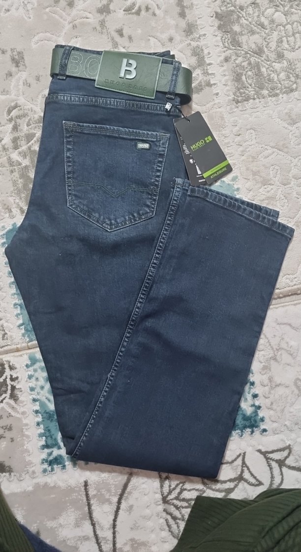 HUGO Erkek lacivert Denim Kemerli Pantolon - Görsel 2