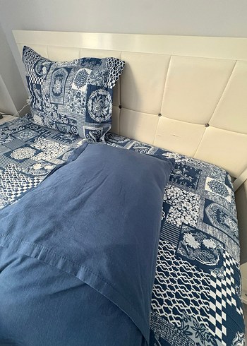 Desenli Gri Mavi Yatak Örtüsü pike - Görsel 6