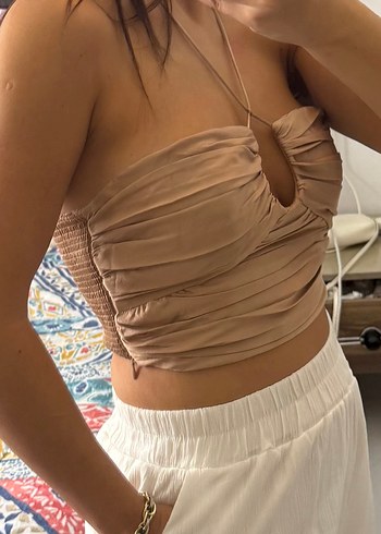 Zara Bej Drapeli Straplez Kadın Midi Atlet