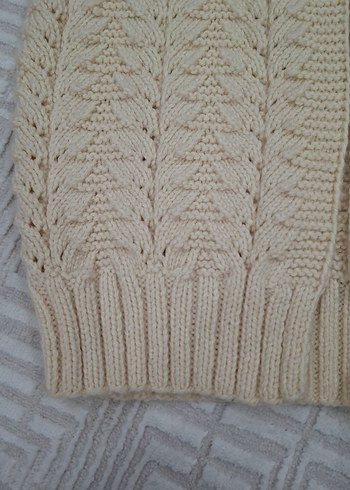 Bej Örgü Kolsuz Kadın Yelek - Görsel 3