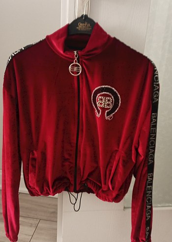 Balenciaga Bordo Parlak Fermuarlı Yüksek Yakalı Kadın Ceket