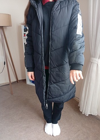 Kadın siyah Midi Uzunlukta Sade Kaban - Görsel 2