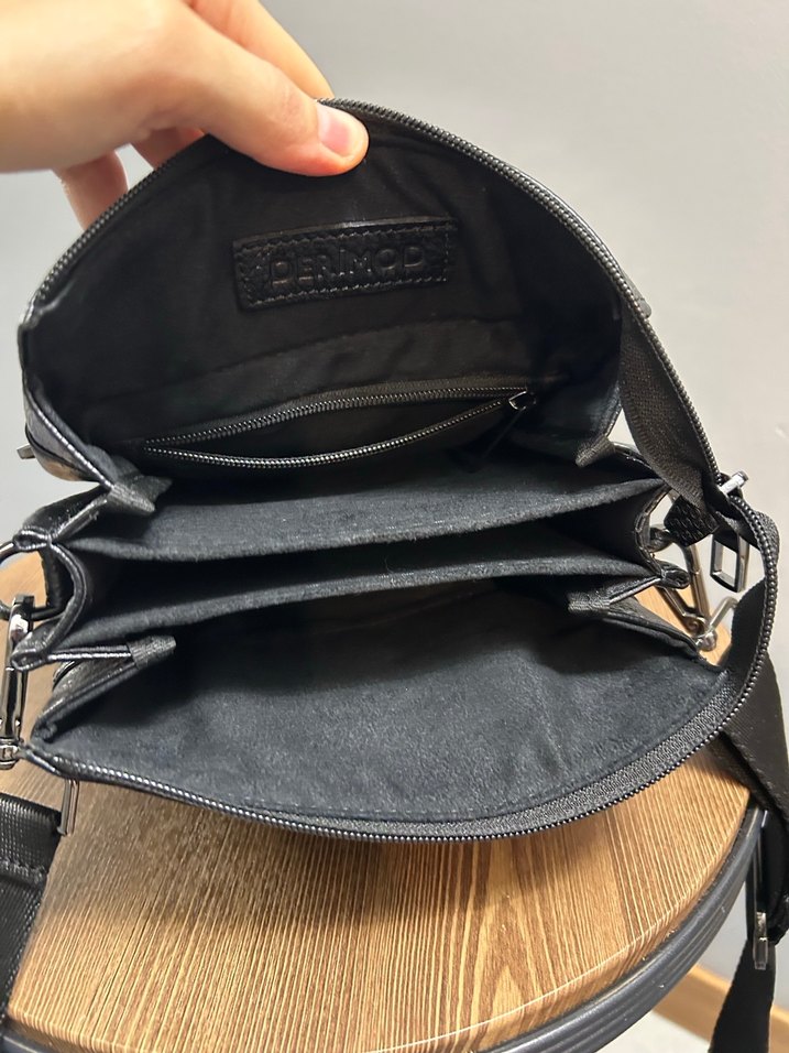 Derimod hakiki deri Erkek Siyah Kapaklı Omuz Çantası - Görsel 5