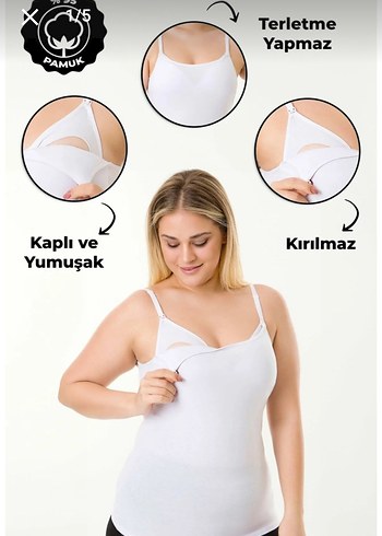 Beyaz Askılı Emzirme Atlet