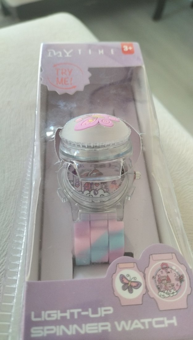 Pembe Kanatlı Kelebek Desenli Boncuklu Saat - Görsel 3