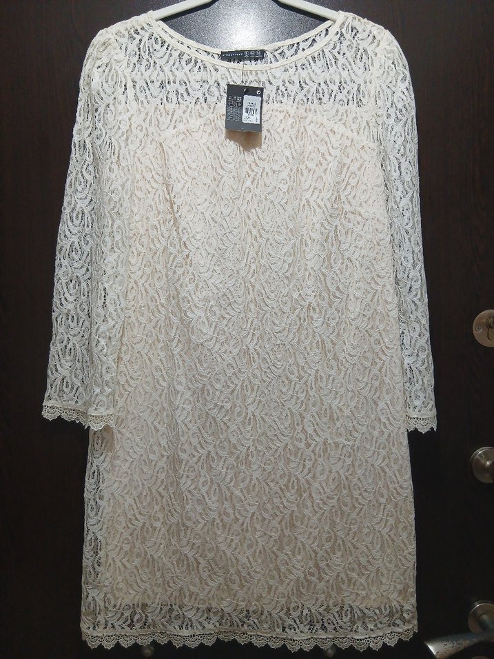 Krem Midi Elbise 44 beden - Görsel 3