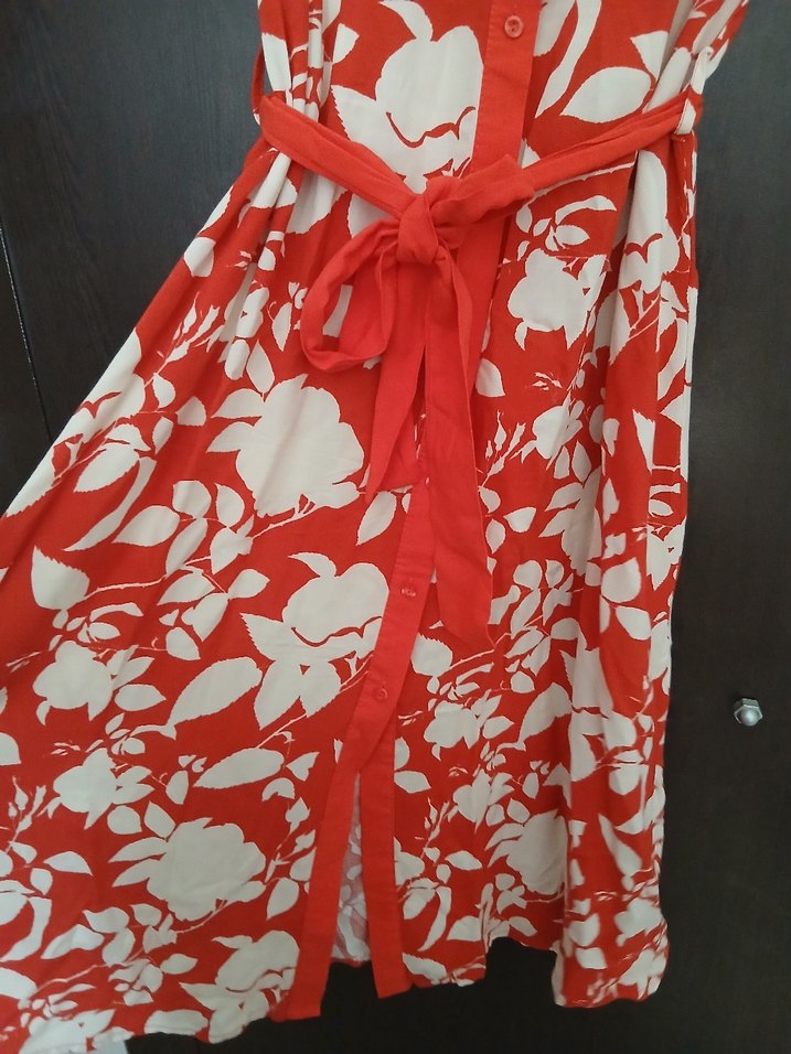 Kırmızı Desenli elbise - Görsel 4