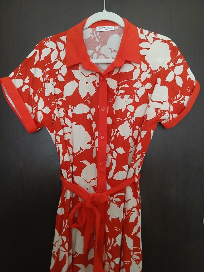 Kırmızı Desenli elbise - Görsel 2