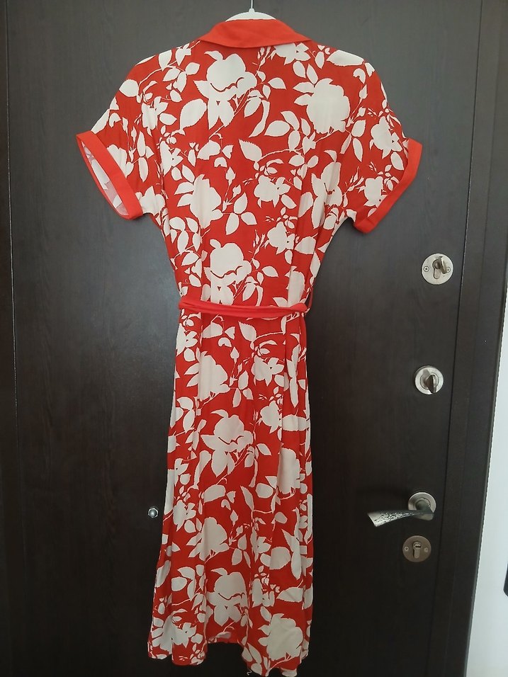 Kırmızı Desenli elbise - Görsel 5