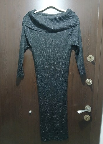 siyah Uzun Triko Kadın Elbise - Görsel 2