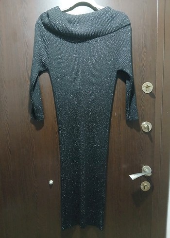 siyah Uzun Triko Kadın Elbise - Görsel 3