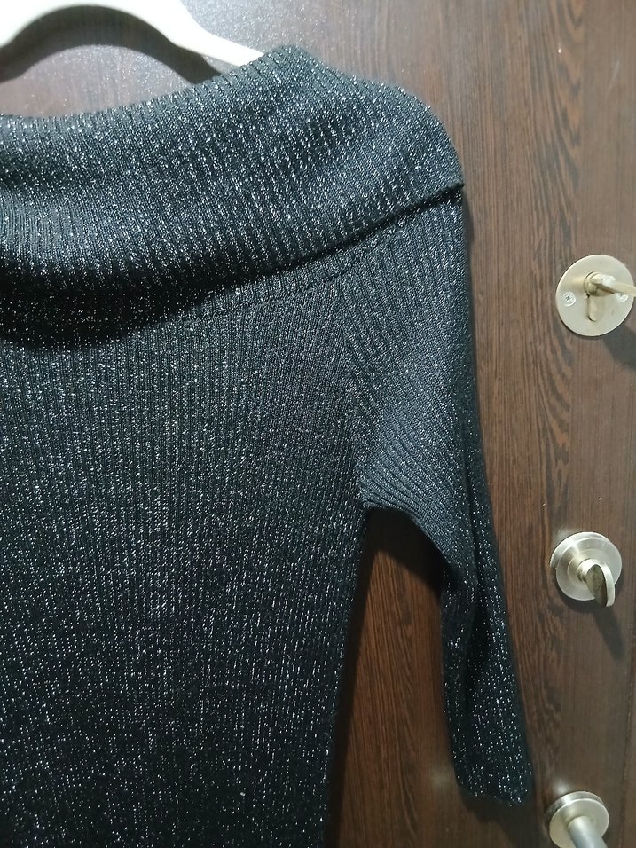 siyah Uzun Triko Kadın Elbise - Görsel 4