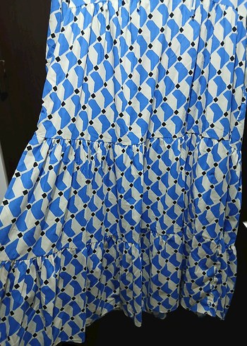 Mavi V Yaka Bohem Elbise - Görsel 5