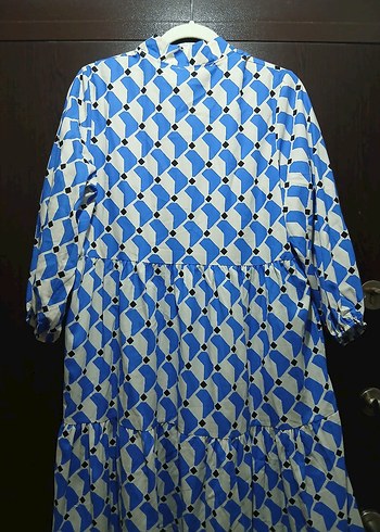 Mavi V Yaka Bohem Elbise - Görsel 7