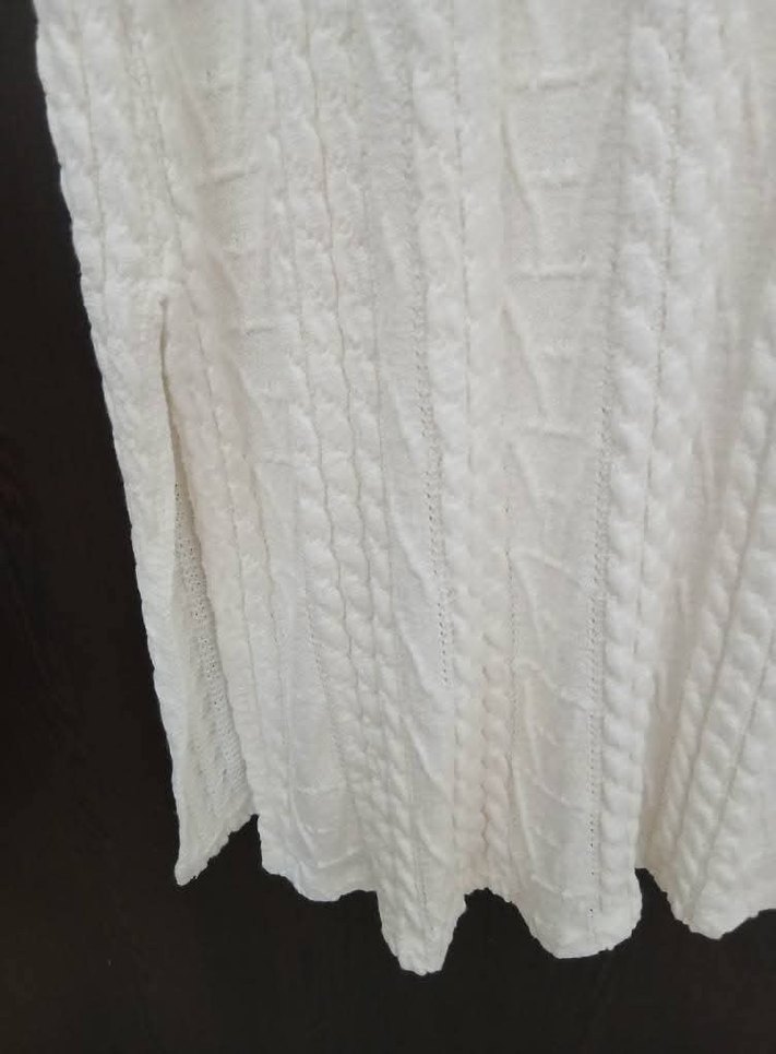Örgü Beyaz krem Uzun Kolsuz Elbise - Görsel 3