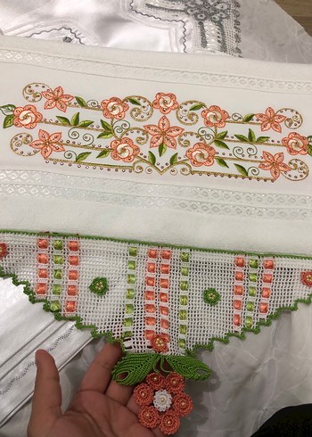 İşlemeli Pembe Havlu - Görsel 2