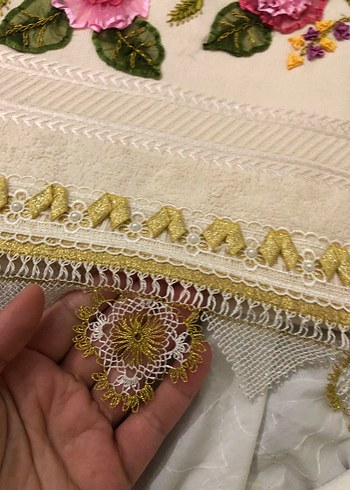 İşlemeli Pembe Havlu - Görsel 4