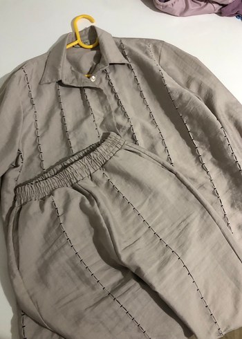 Nakışlı Bej Keten Kadın Gömlek - Görsel 2