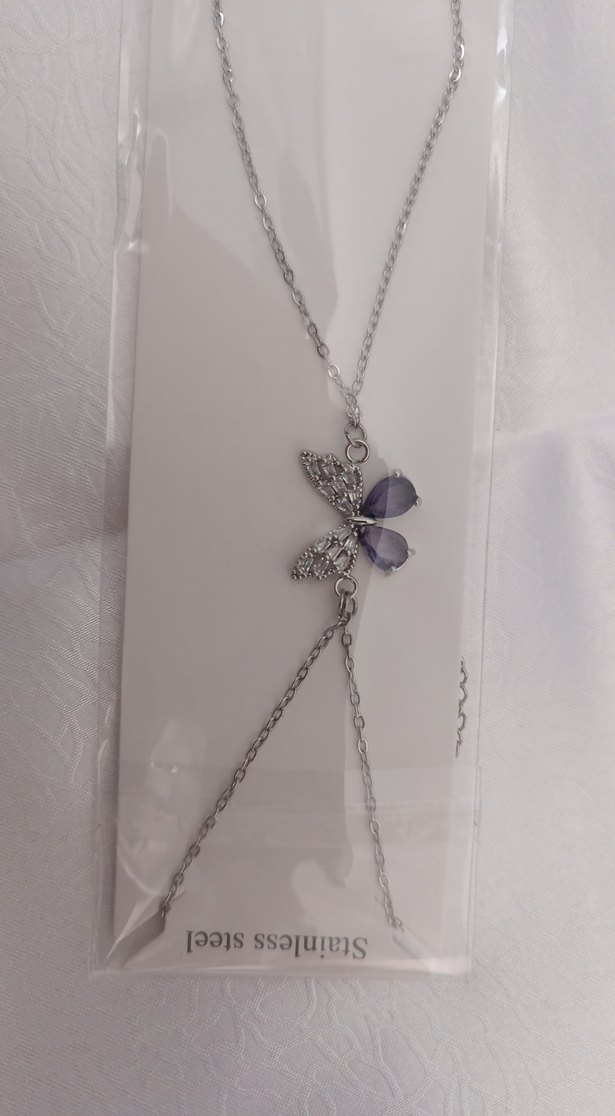 Mor Taşlı Zincir Detaylı Bohem Kadın El Zinciri. çelik Şahmeran - Görsel 2