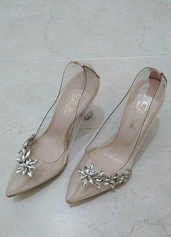 Kadın Şeffaf- Taşlı Topuklu Ayakkabı