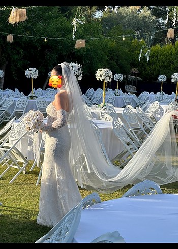 Fransız Dantel  Straplez  Gelinlik - Görsel 5