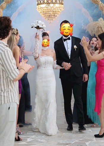 Fransız Dantel  Straplez  Gelinlik - Görsel 6