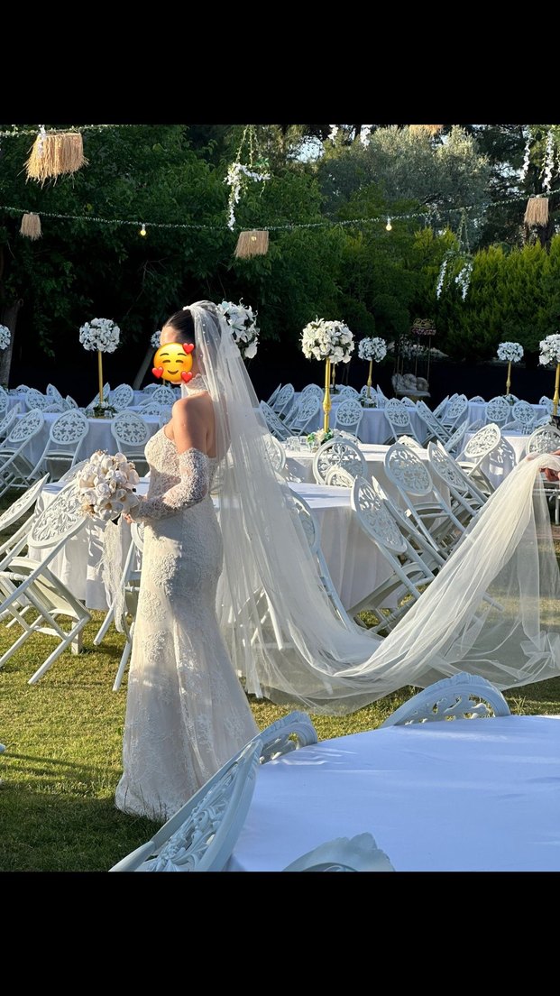 Fransız Dantel  Straplez  Gelinlik - Görsel 5