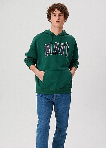 universal Beden Mavi Logolu Unisex Sweatshirt-Yeşil