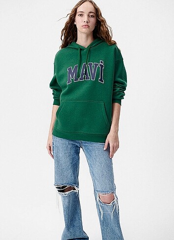 Mavi Jeans Mavi Logolu Unisex Sweatshirt-Yeşil