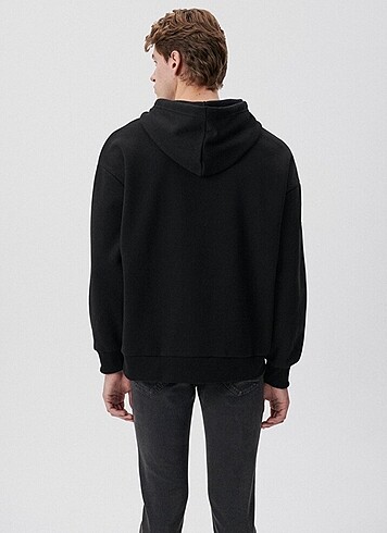 universal Beden siyah Renk Mavi Logolu Unisex Sweatshirt-Siyah