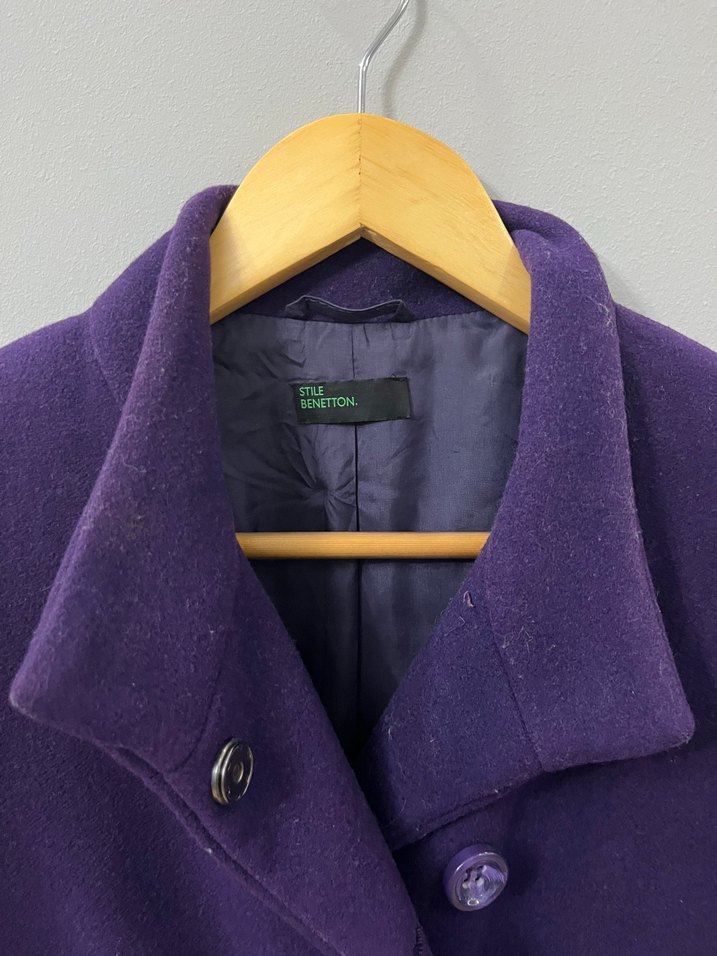 Düğmeli Mor Kaban - Görsel 2