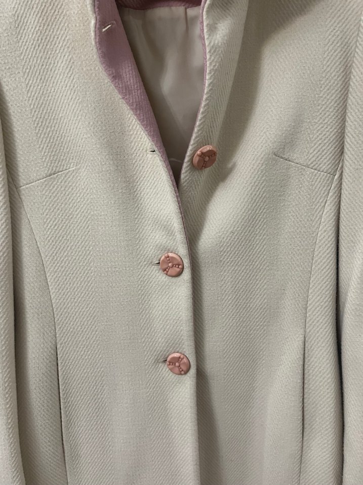 Düğmeli Beyaz Midi Kadın Klasik Palto - Görsel 3