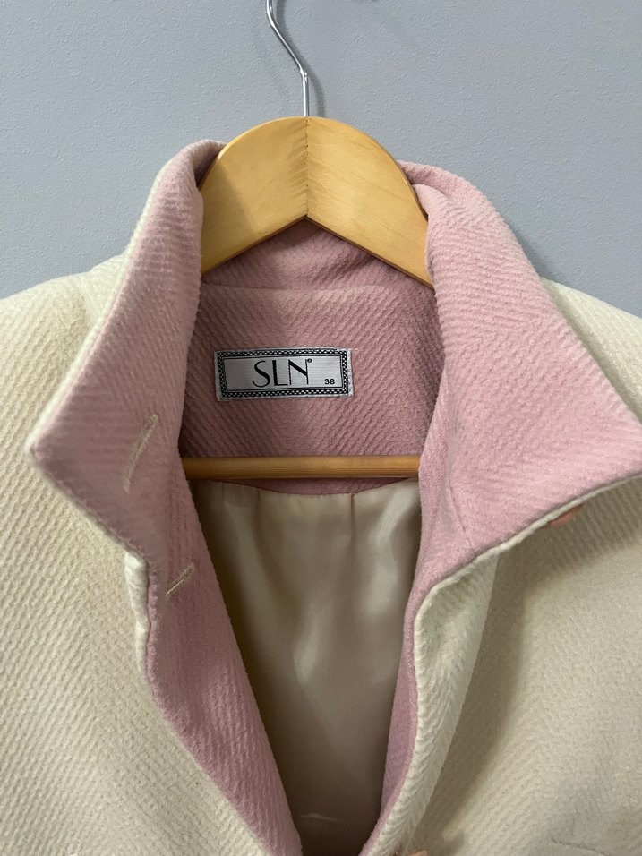 Düğmeli Beyaz Midi Kadın Klasik Palto - Görsel 2