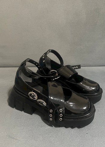 Siyah Goth Platform Topuklu Kadın Ayakkabı - Görsel 3