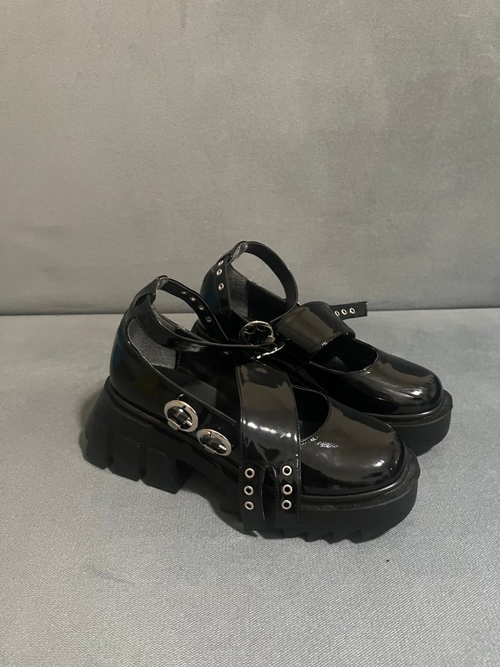 Siyah Goth Platform Topuklu Kadın Ayakkabı - Görsel 2