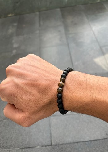  Beden Mat Siyah ve Kahverengi kaplangözü hematit doğal taş Bileklik