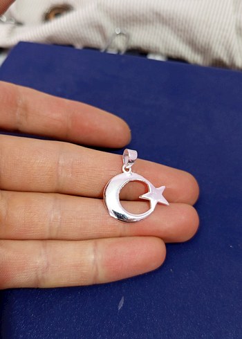 925 ayar gümüş ay yıldız kolye ucu - Görsel 2