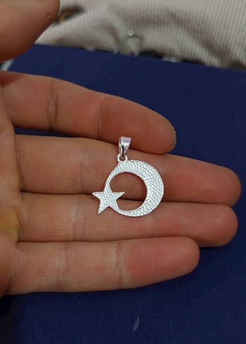 925 ayar gümüş ay yıldız kolye ucu - Görsel 5