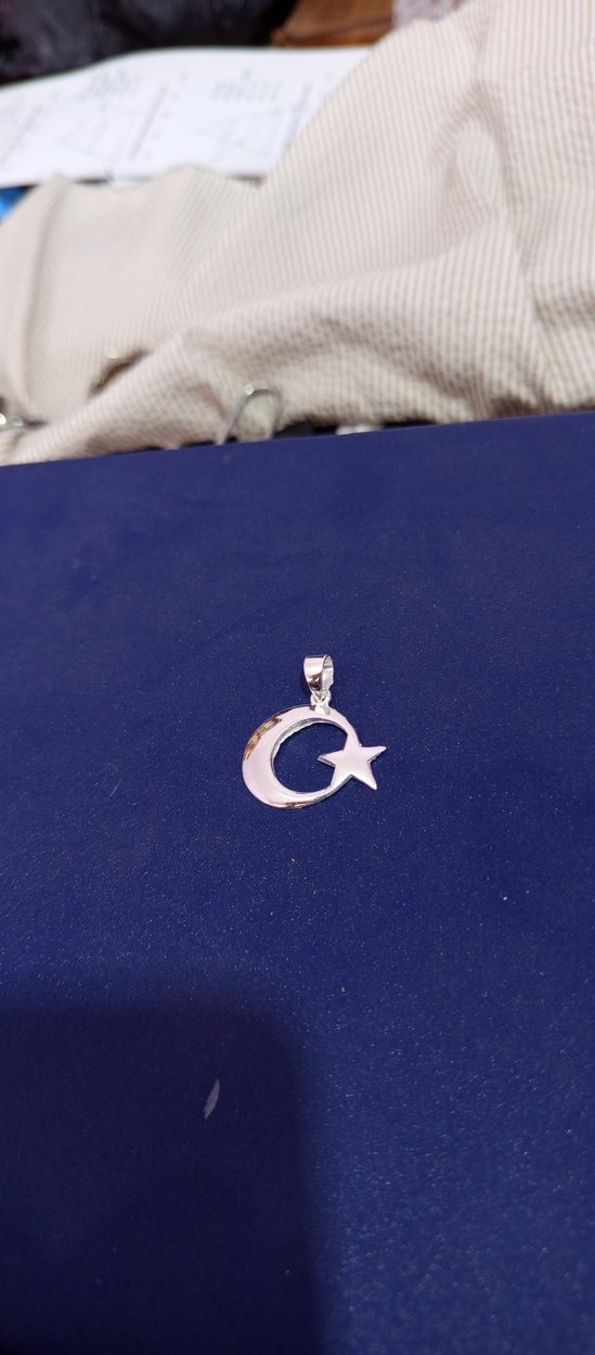 925 ayar gümüş ay yıldız kolye ucu - Görsel 4