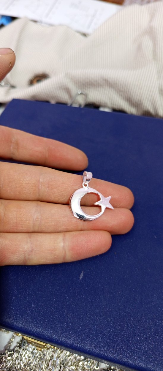 925 ayar gümüş ay yıldız kolye ucu - Görsel 2