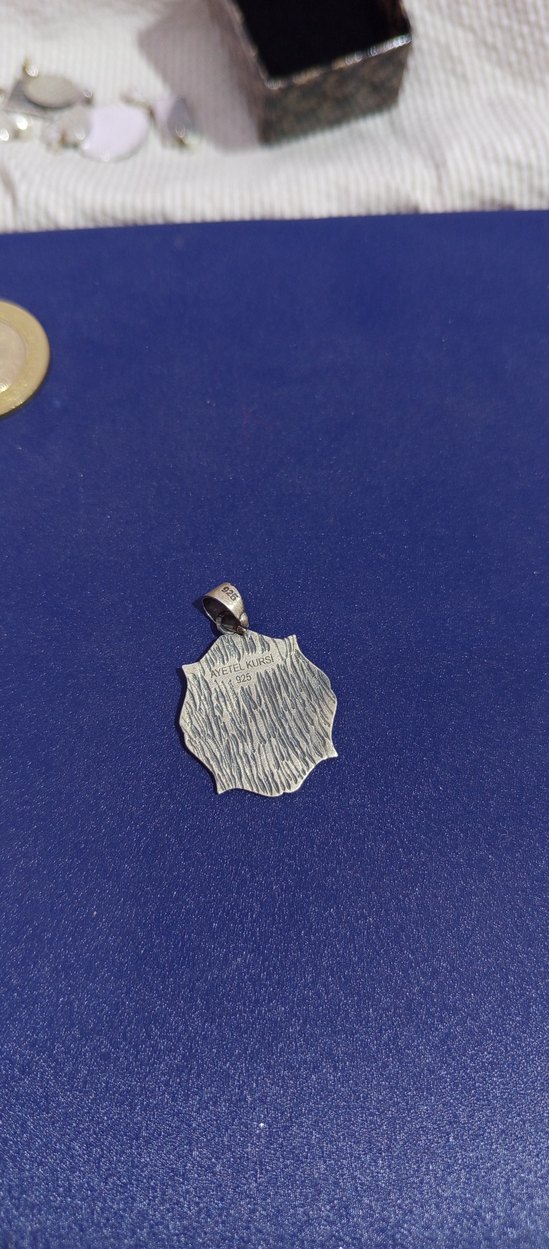 925 ayar gümüş ayetel kürsi kolye ucu - Görsel 2