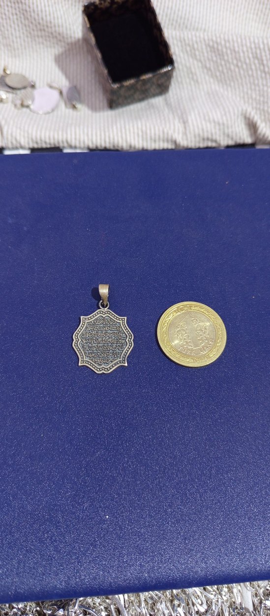 925 ayar gümüş ayetel kürsi kolye ucu - Görsel 3